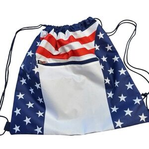 USA Patriotic‎ American Flag Drawstring Bag - Red, White, and Blue EUC